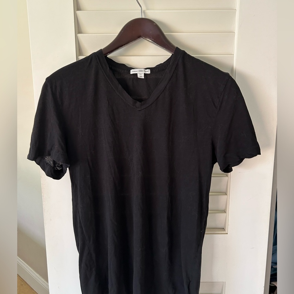 James Perse  Black V-Neck T-Shirt